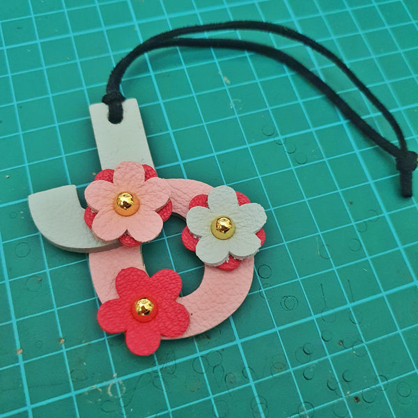 Elementary Double Initial Floral Bagcharm (MINT)