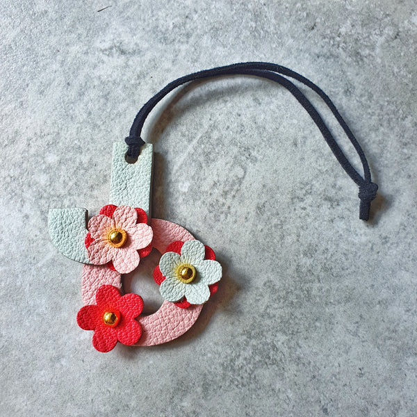 Elementary Double Initial Floral Bagcharm (MINT)