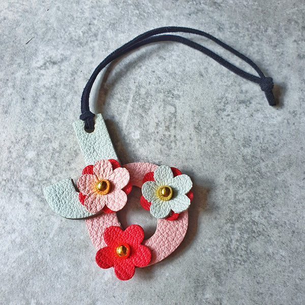 Elementary Double Initial Floral Bagcharm (MINT)