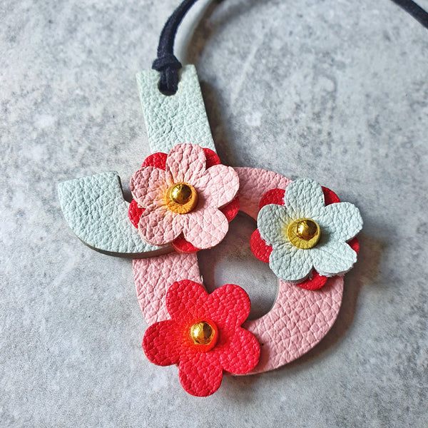 Elementary Double Initial Floral Bagcharm (MINT)