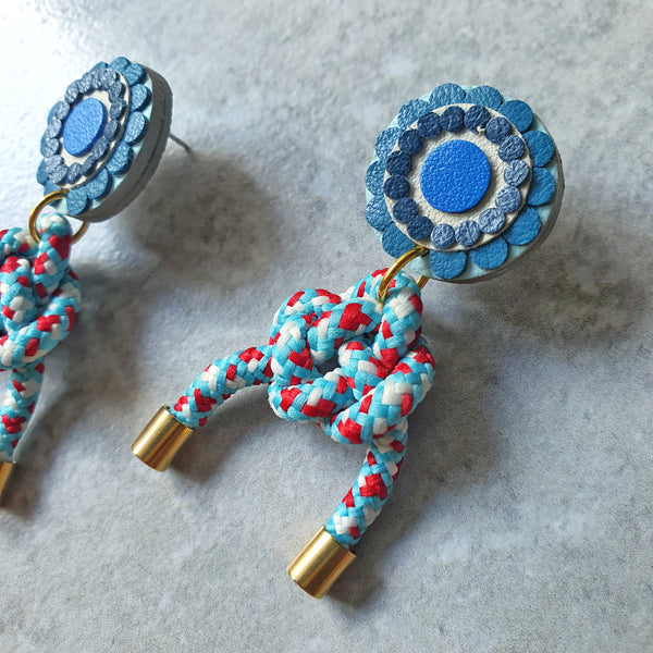 Kaleidoscope Knotted Dangle-studs (OCEAN)