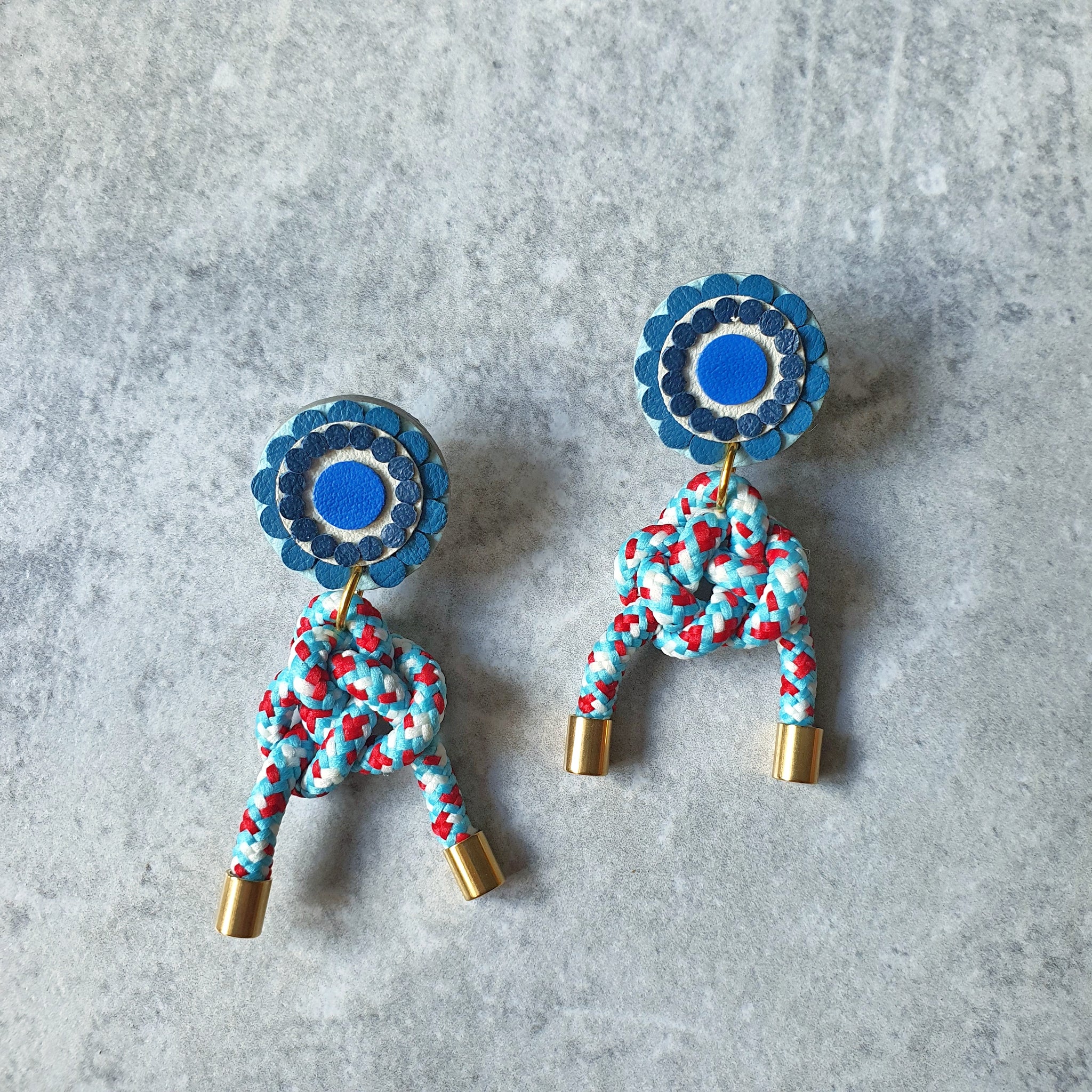 Kaleidoscope Knotted Dangle-studs (OCEAN)