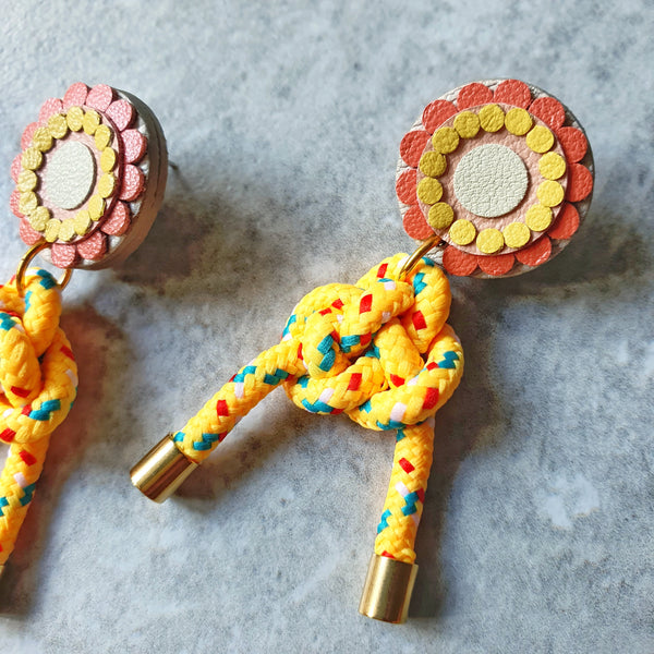 Kaleidoscope Knotted Dangle-studs (SUNSHINE)