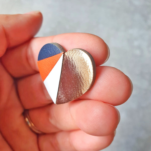 Mosaic Heart Studs (ROSE GOLD)