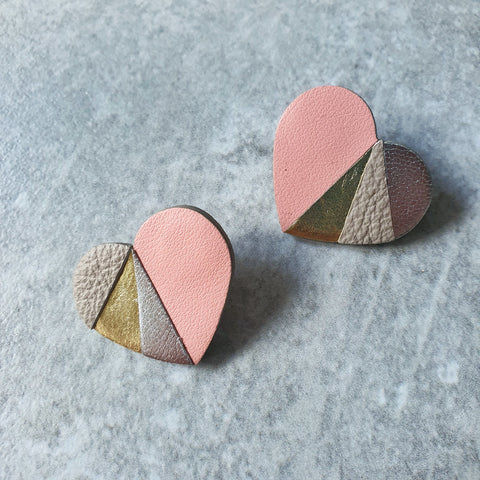 Mosaic Heart Studs (SALMON)