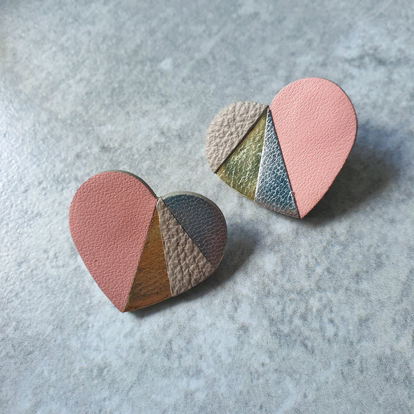 Mosaic Heart Studs (SALMON)