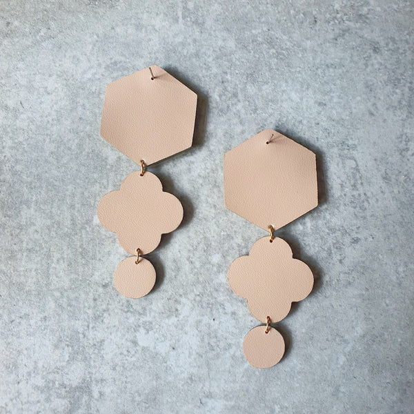Stacked Peranakan Tile Dangle-studs (PASTEL)