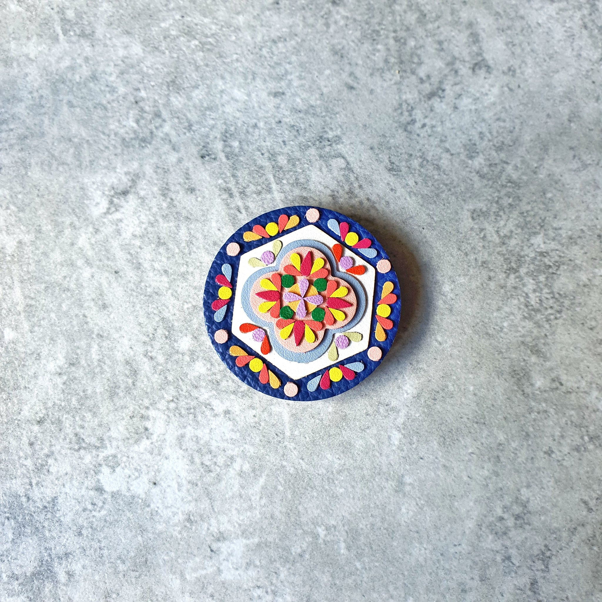 Shield Peranakan Tile Brooch (COBALT)