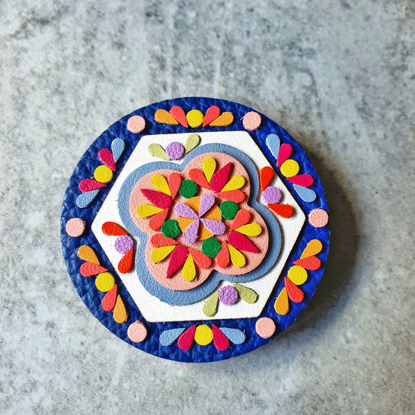 Shield Peranakan Tile Brooch (COBALT)