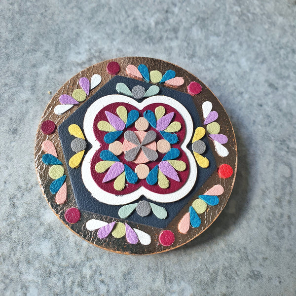 Shield Peranakan Tile Brooch (ROSE GOLD)