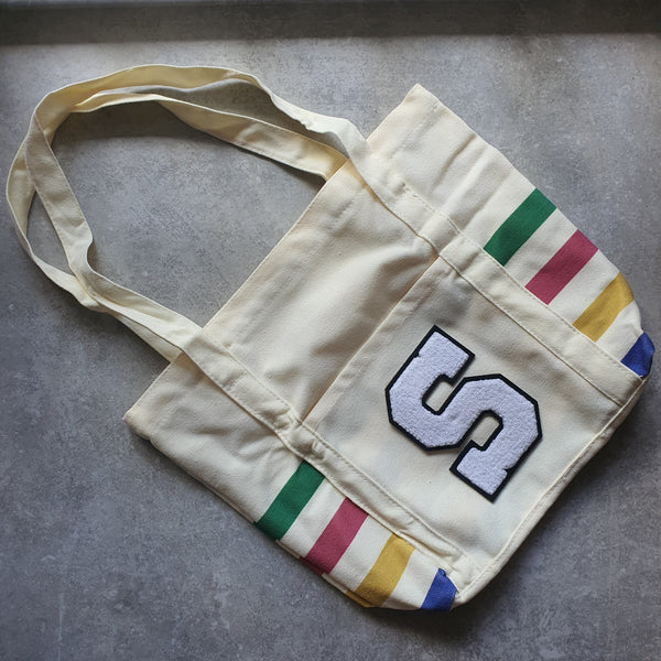 Rainbow Striped Tote with Initial (VIBE)