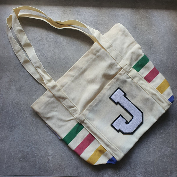 Rainbow Striped Tote with Initial (VIBE)