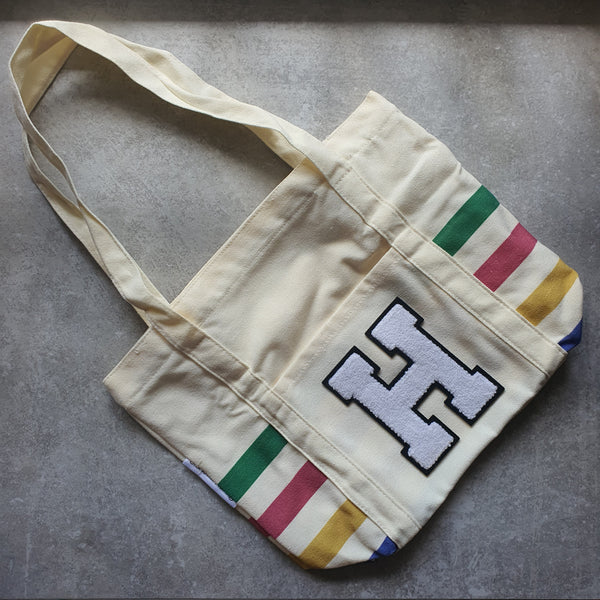 Rainbow Striped Tote with Initial (VIBE)