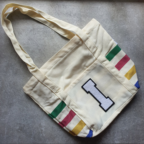 Rainbow Striped Tote with Initial (VIBE)