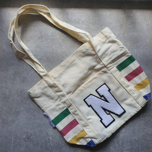 Rainbow Striped Tote with Initial (VIBE)