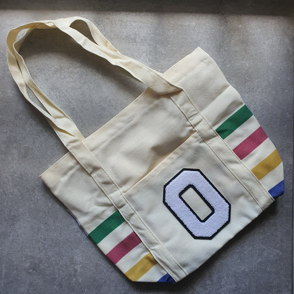 Rainbow Striped Tote with Initial (VIBE)