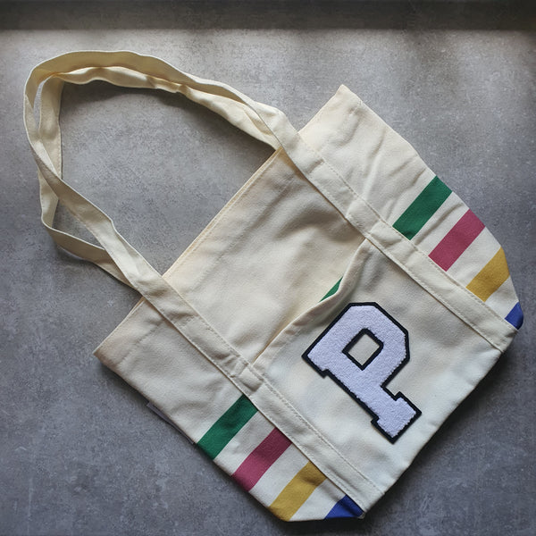 Rainbow Striped Tote with Initial (VIBE)