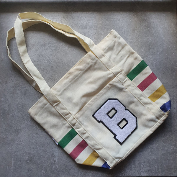Rainbow Striped Tote with Initial (VIBE)