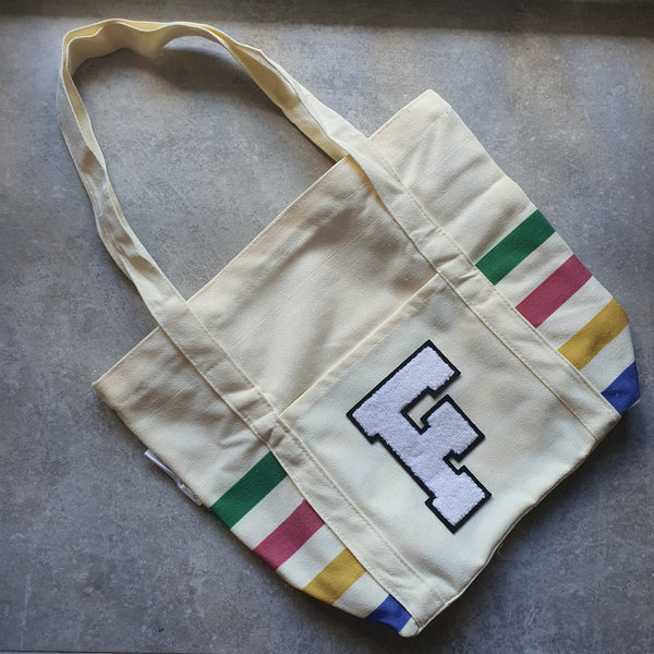 Rainbow Striped Tote with Initial (VIBE)