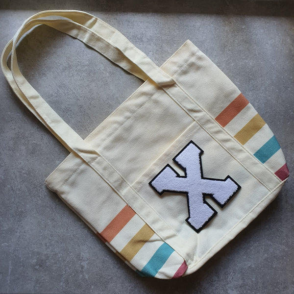 Rainbow Striped Tote with Initial (MOODY)