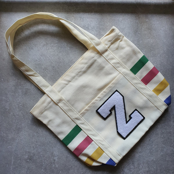 Rainbow Striped Tote with Initial (VIBE)