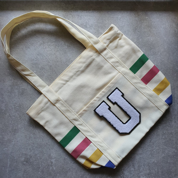Rainbow Striped Tote with Initial (VIBE)