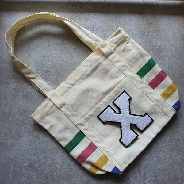 Rainbow Striped Tote with Initial (VIBE)