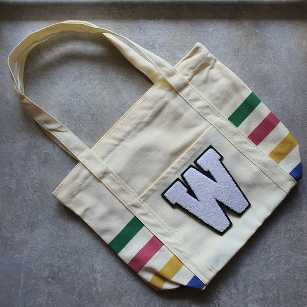 Rainbow Striped Tote with Initial (VIBE)