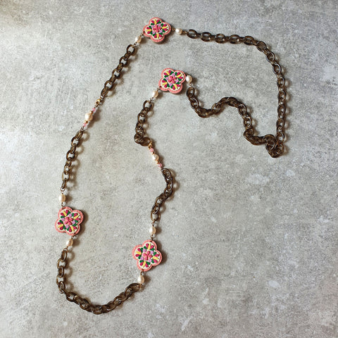 3-in-1 Peranakan Tile Lariat (PINK)