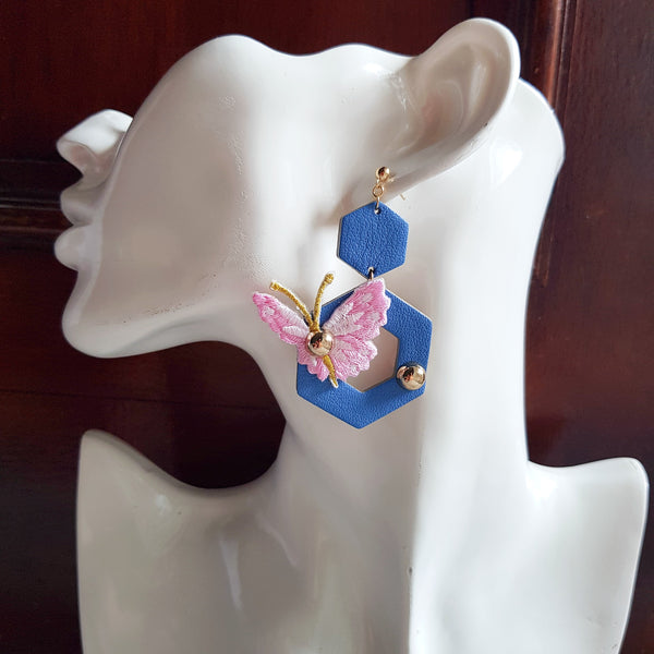 Butterfly Garden Asymmetrical Earrings (DUCHESS BLUE)