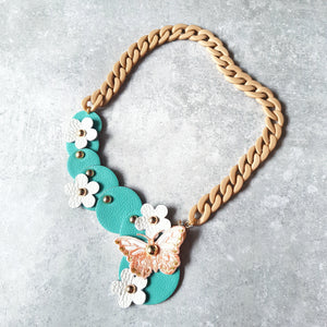 Butterfly Garden Asymmetrical Necklace (BRIGHT JADE)