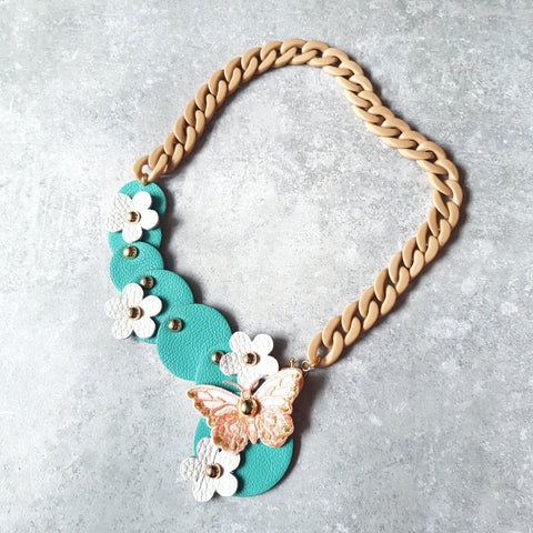 Butterfly Garden Asymmetrical Necklace (BRIGHT JADE)
