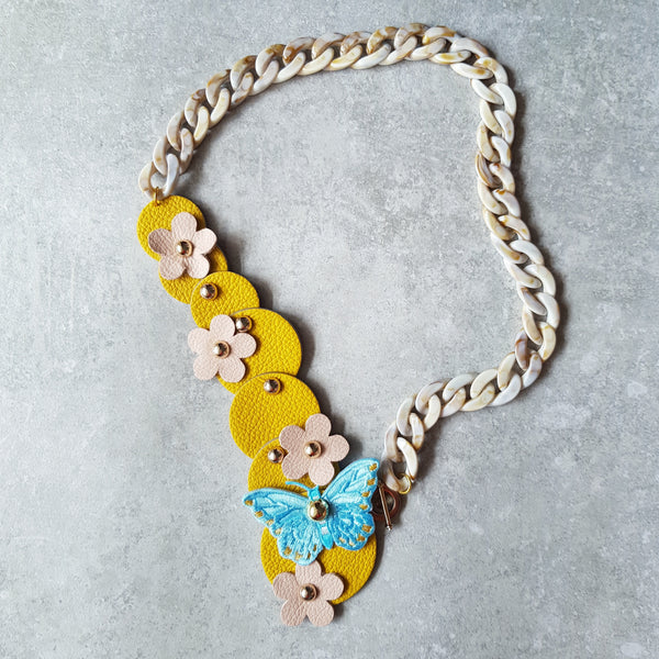 Butterfly Garden Asymmetrical Necklace (LEMON)