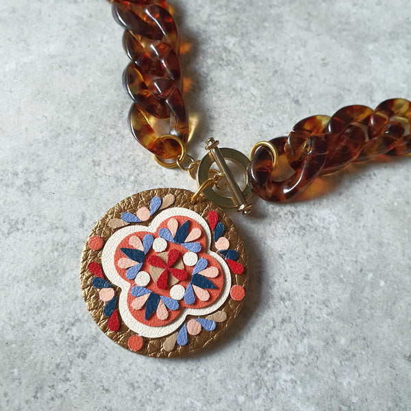 Medallion Peranakan Tile Necklace (BRONZE)