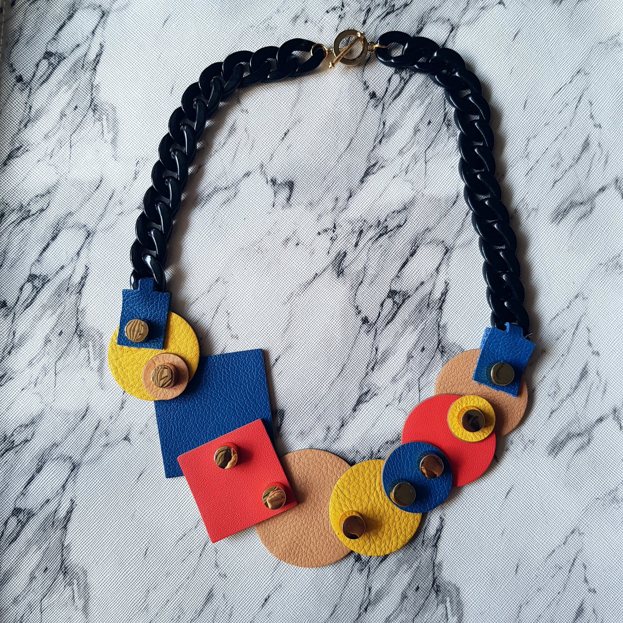 Mixed Geometric Shapes Necklace (COBALT)