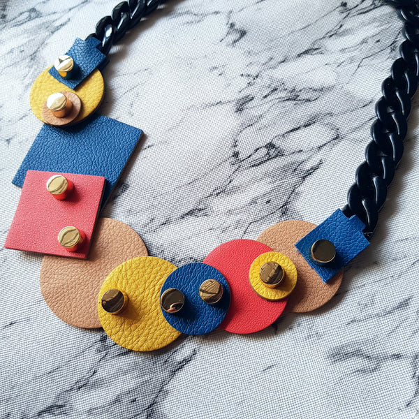 Mixed Geometric Shapes Necklace (COBALT)