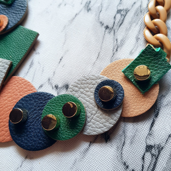 Mixed Geometric Shapes Necklace (FOREST)