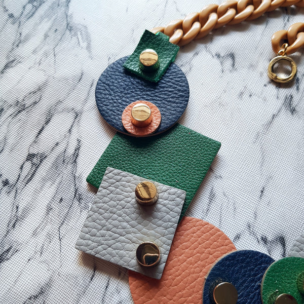 Mixed Geometric Shapes Necklace (FOREST)