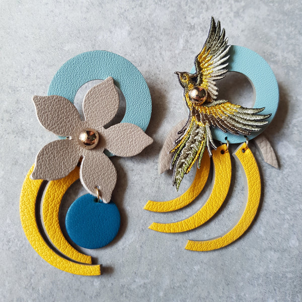 Phoenix Asymmetrical Dangle-studs (PALE TURQUOISE)