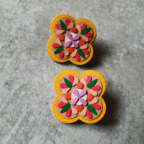 Quatrefoil Peranakan Tile Studs (LEMON)