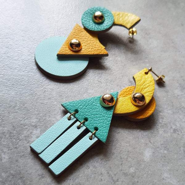 Tower Asymmetrical Earrings (BRIGHT JADE)