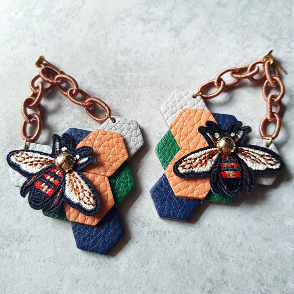 Triangle Honeycomb Earrings (LIGHT ORANGE)