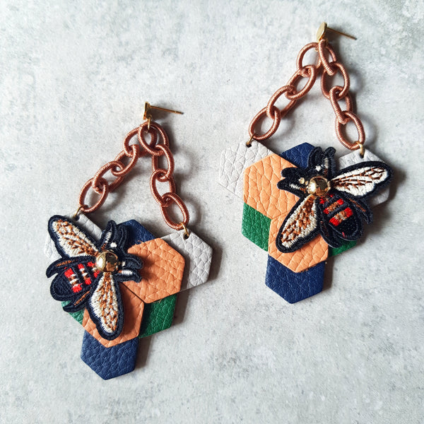 Triangle Honeycomb Earrings (LIGHT ORANGE)