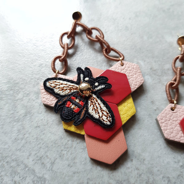 Triangle Honeycomb Earrings (FUCHSIA)