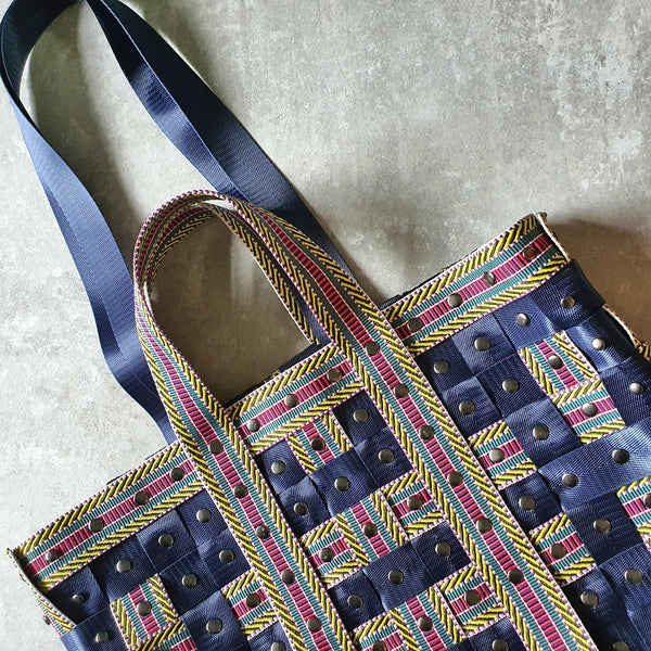 Whitney Weekend Woven Tote (TECHNO NAVY)